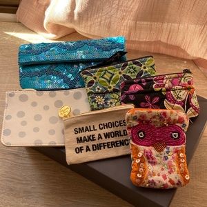 Assortment of 6 change purses. Multiple brands, multiple colors.